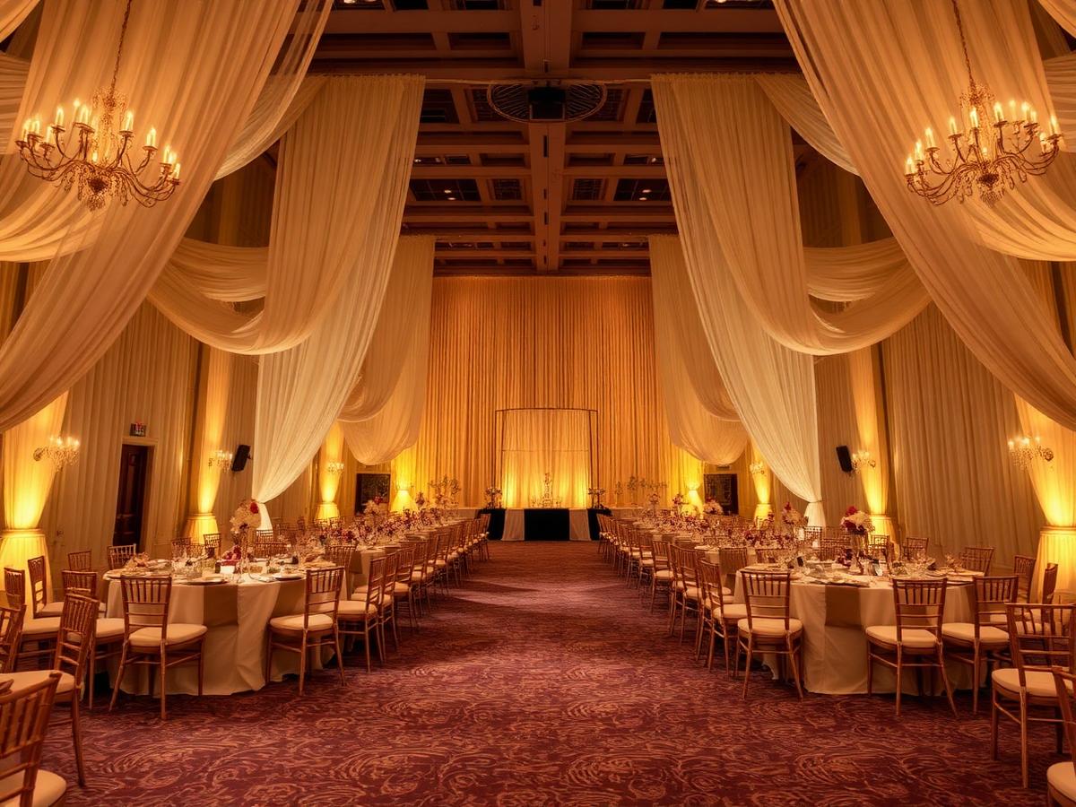 Reception hall at The Zion Venue set with round guest tables
